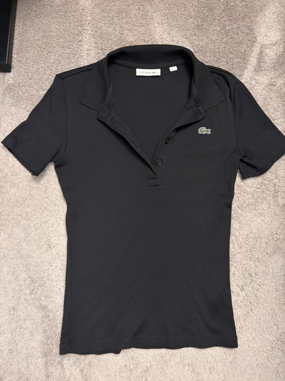 Women’s Lacoste Black Polo Shirt with Logo - Size 40